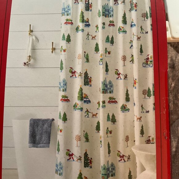 Wondershop White Winter Scene Shower Curtain 72x72 Inches Buttonhole Top Recycle - Picture 4 of 5